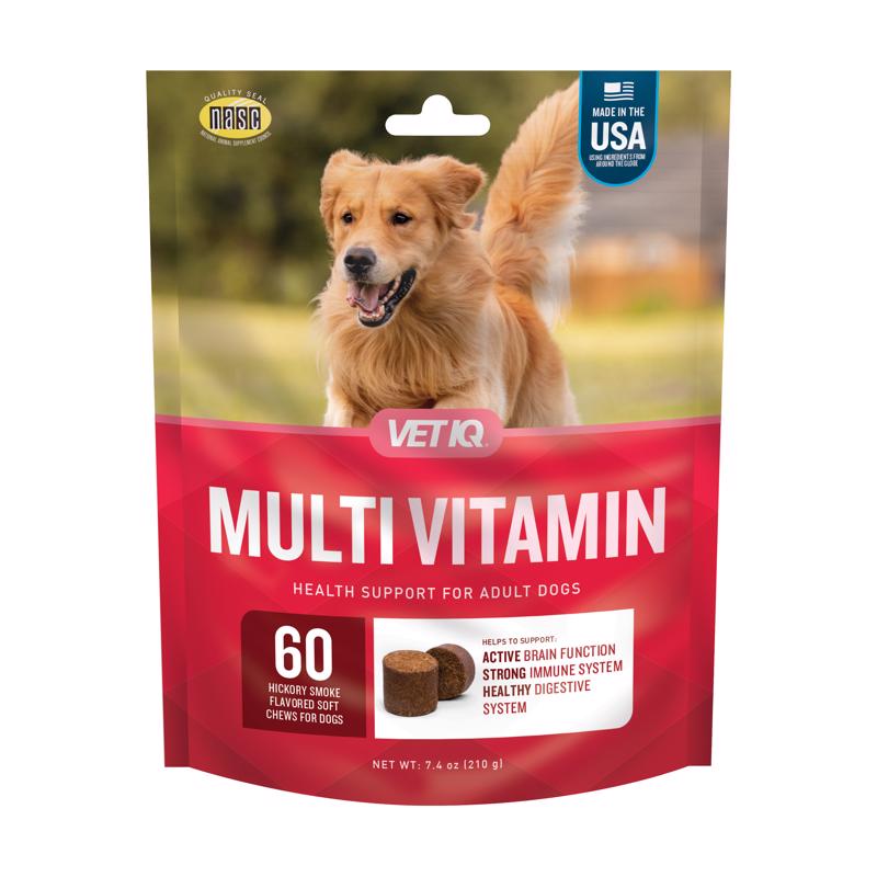 PETIQ LLC 00142 5-in-1 Dog Multivitamin, Hickory Smoke Flavor, 60-Ct.