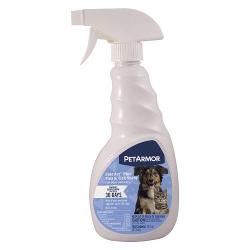 Fast Act Plus Flea & Tick for Dogs/Cats Treatment, 16 oz. Spray