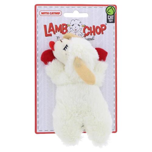 Cat Toy Lamb Chop White Plush 4" White