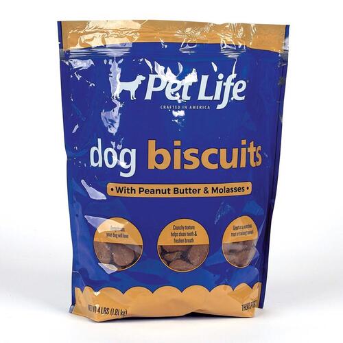 Pet Life 01003 Biscuit with Peanut Butter and Molasses Biscuits, Peanut Butter Flavor, 4 lb