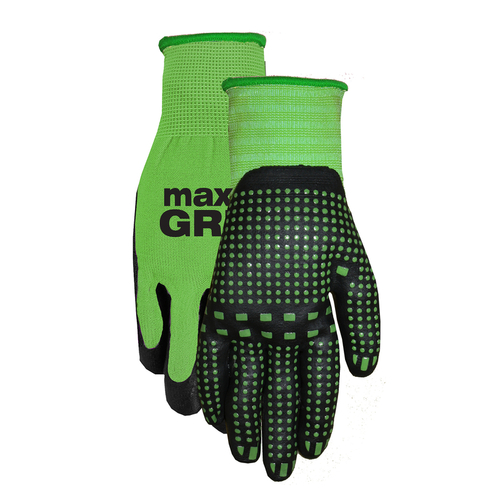 Grip Gloves Max Grip S Nitrile/Spandex Black/Green Black/Green - pack of 6 Pairs