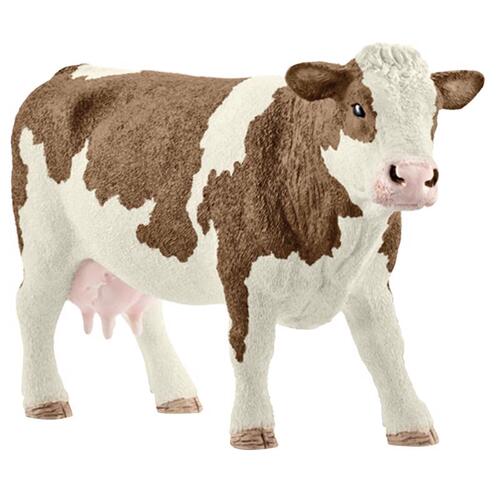 Simmental Cow Toy Farm World Plastic Brown/White Brown/White - pack of 5