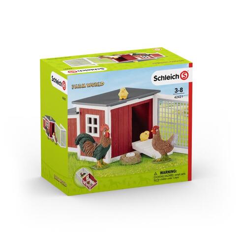 Schleich-S 42421 Chicken Coop Set Toys Farm World Plastic Multicolored 8 pc Multicolored