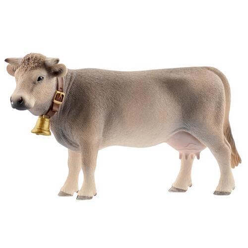 Schleich-S 13874 Braunvieh Cow Toy Animal Figure, Tan & White, Ages 3 & Up