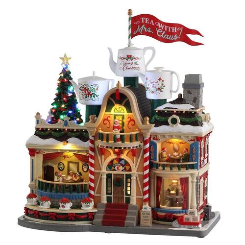 Christmas Village LED Multicolored Mrs. Claus Tea 14" Multicolored