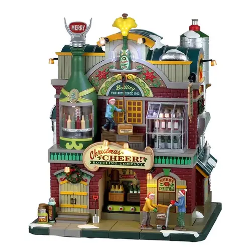 Christmas Village LED Multicolored Christmas Cheer Bottling Company 10.75" Multicolored