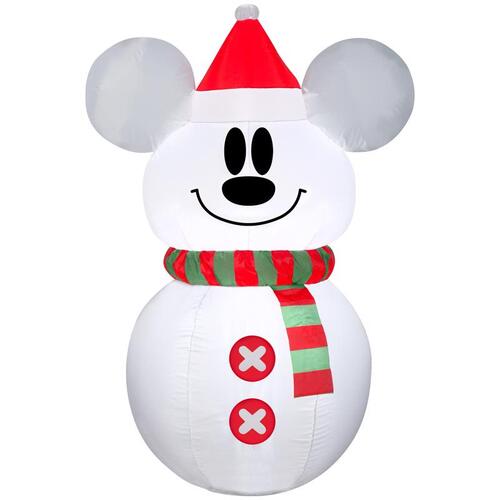 Disney Mickey Mouse Snowman Inflatable Christmas Lawn Decoration, Lighted, 3.5-Ft.