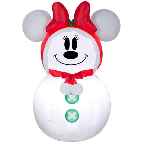 Gemmy 117566 Inflatable Airblown LED White Minnie Mouse Snowman 3.5 ft.