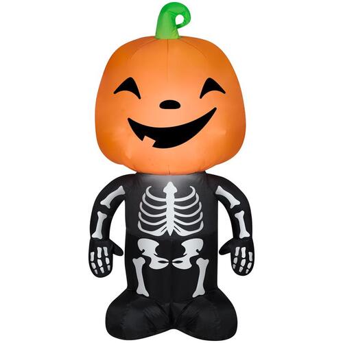 Gemmy 64929 Inflatable Airblown 4.5 ft. LED Prelit Pumpkin Boy Skeleton