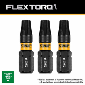 DeWalt FlexTorq Torx T25 X 1 in. L Impact Driver Bit Set Steel 3