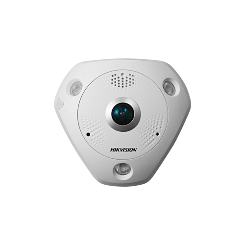 Indoor Network Fisheye Camera, 6 MP, 3072 x 2048 Resolution, 360 Degree Viewing Angle, 1.27mm Fixed Lens, F2.6, AGC, Digital WDR, 3D DNR, 12VDC, PoE, CE, UL, FCC, Hikvision White