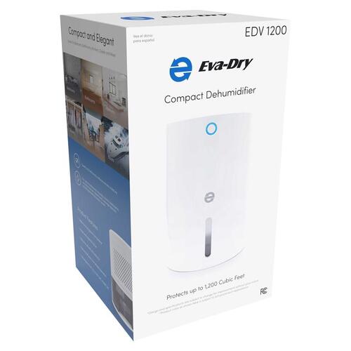 Eva-Dry EDV-1200 Mini Electric Dehumidifier 1200 ft 30 oz White