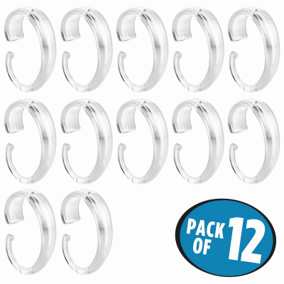 iDesign 76820 Shower Curtain "C" Hooks, Clear Plastic  pack of 12