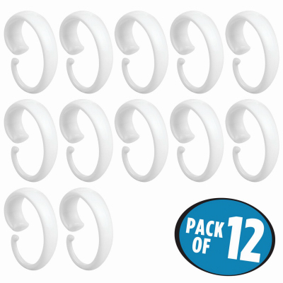 iDesign 76822 Shower Curtain "C" Hooks, White Plastic  pack of 12