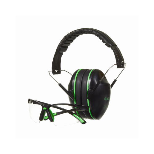 Gamma Junior Hearing Protection Shooting Earmuffs & Safety Glasses, Black/Neon Green