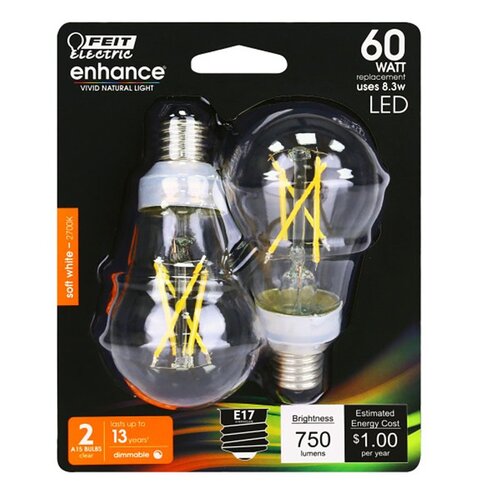 BULB LT CEIL LED CL SW 27K 60W - pack of 2