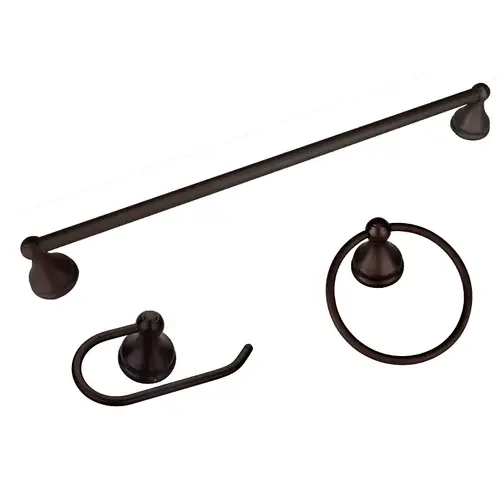 Venetian Bath Hardware Set, Steel/Stainless Steel/Zinc, Oil Rubbed Bronze, 3-Piece