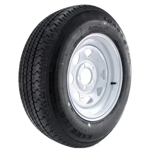 Loadstar Karrier Radial Trailer Tire & 5-Hole Custom Spoke Wheel (5/4.5), 205/75R-15 LRC