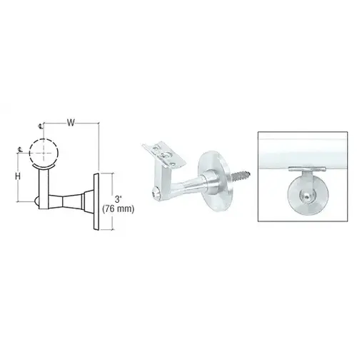 Satin Anodized Aluminum Manhattan Series Wall Mounted Hand Rail Bracket