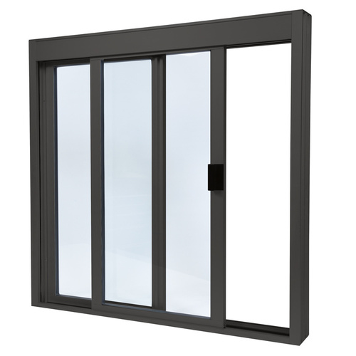 Black Bronze Anodized Standard Size Manual DW Deluxe Service Window Glazed with Full Bottom Track