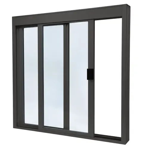 Black Bronze Anodized Standard Size Manual DW Deluxe Service Window Glazed with Full Bottom Track