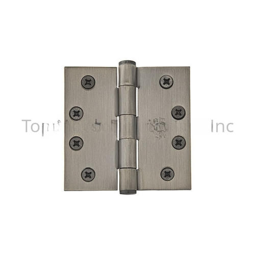 Emtek 96114 4" x 4", Square Corners Residential Plain Bearing Hinges, Solid Brass 10 Finish Options (Sold in Pairs) (Pewter US15A)