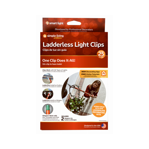 SIMPLE LIVING SOLUTIONS LLC 710025 White Gutter & Shingle Ladderless Light Clips (25-Pack)