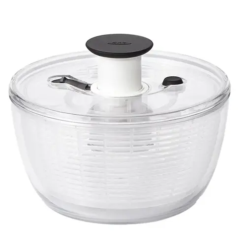 Salad and Herb Spinner, 2.44 qt Basket, 3.03 qt Bowl Capacity, 8 in Dia, 7 in H, Clear - pack of 4