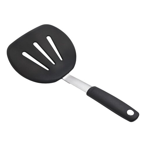 Pancake Turner, 6 in W Blade, 12 in OAL, Silicone Blade, Black/Silver
