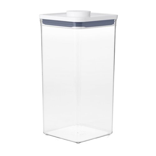 POP Food Container, 6 qt Capacity, Plastic, Clear, 6-1/2 in L, 6-1/2 in W, 12.6 in H