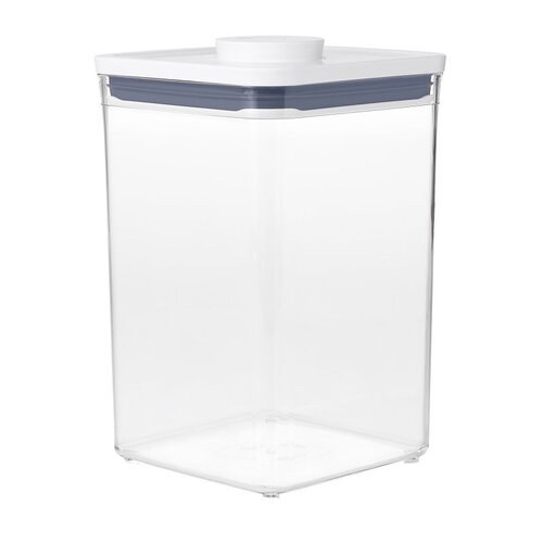 POP Food Container, 4.4 qt Capacity, Plastic, Clear, 6-1/2 in L, 6-1/2 in W, 9-1/2 in H