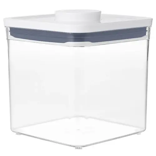 POP Food Container, 2.8 qt Capacity, Plastic, Clear, 6-1/2 in L, 6-1/2 in W, 6.3 in H