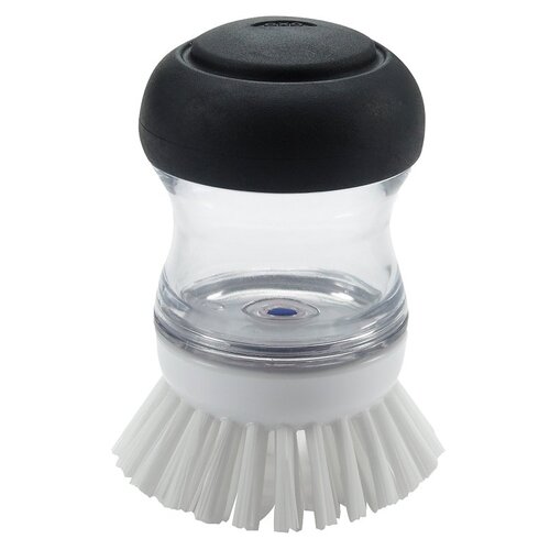 Soap Dispenser Dish Brush Good Grips 2.5" W Medium Bristle Plastic/Rubber Handle Black/White