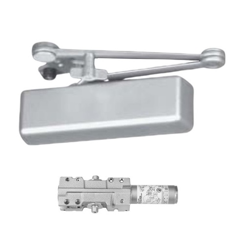 Heavy Duty Hold Open Door Closer with Parallel Arm, Thumbturn, and Removable Stop Aluminum Finish
