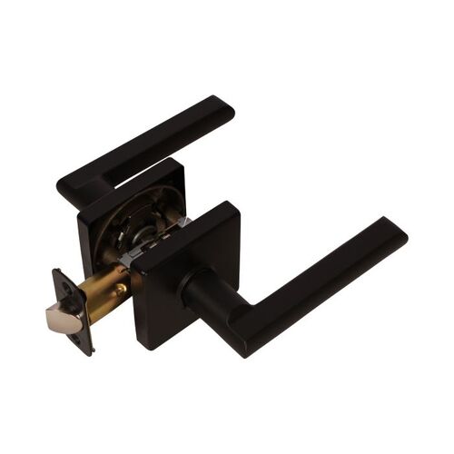 Onyx Lever with Square Rose Passage Lockset Grade 3 Satin Nickel Finish