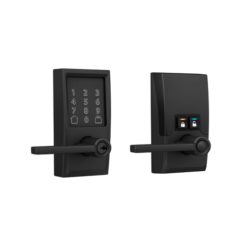 Century Encode Smart Wifi Touchscreen Latitude Lever Lock with C Keyway; 16211 Latch; and 10063 Strike Matte Black Finish