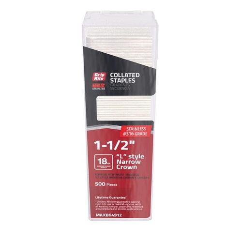 L-Style Staples Prime Guard 1/4" W X 1-1/2" L 18 Ga. Narrow Crown Silver