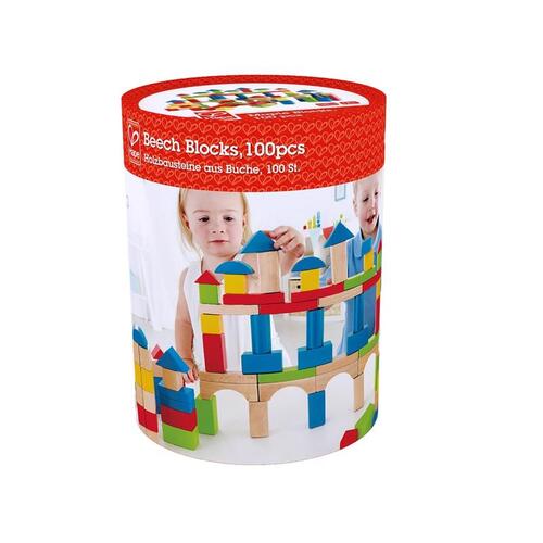 Hape E0427 Build Up and Away Blocks Beech Blocks Wood Multicolored 100 pc Multicolored