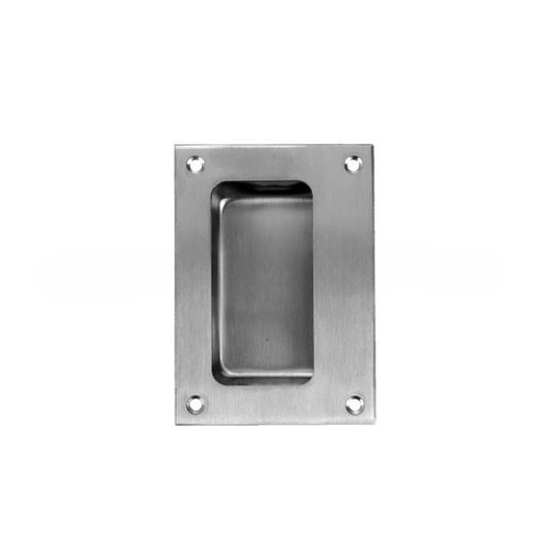 3-1/2" x 4-3/4" Surface Mount Flush Cup Pull Satin Stainless Steel Finish