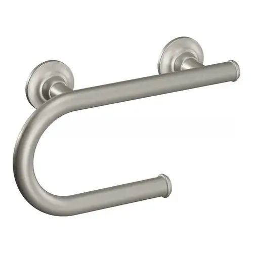 8" Grab Bar with Paper Holder Brushed Nickel Finish