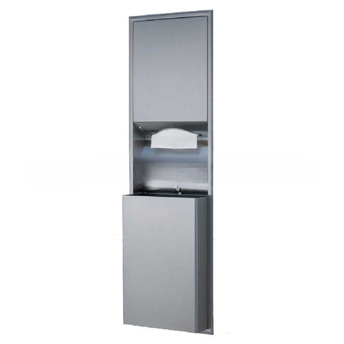 Semi-Recessed Convertible Paper Towel Dispenser/Waste Receptacle, Satin Stainless Steel