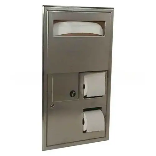 Bobrick B3574 Seat-Cover Dispenser Sanitary Napkin Disposal and Toilet Tissue Dispenser Satin Stainless Steel