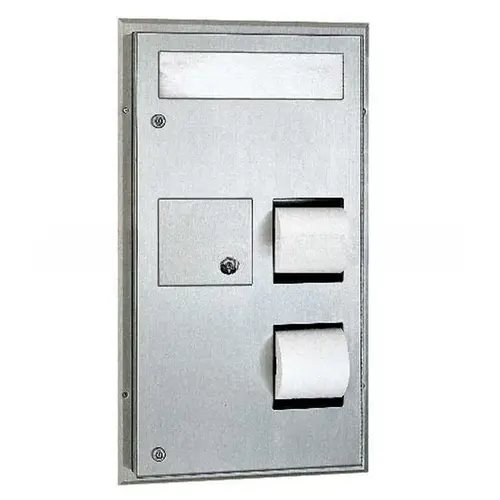 Bobrick B357 Seat-Cover Dispenser Sanitary Napkin Disposal and Toilet Tissue Dispenser Satin Stainless Steel
