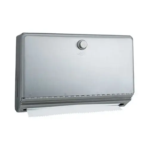 Bobrick B2621 Surface Mounted Paper Towel Dispenser with Knob Latch for 200 C Fold or 275 Multi Fold Satin Stainless Steel Finish