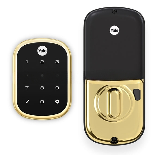Yale Real Living YRD256HA2605 Key Free Assure Touchscreen Deadbolt with ZigBee Bright Brass Finish