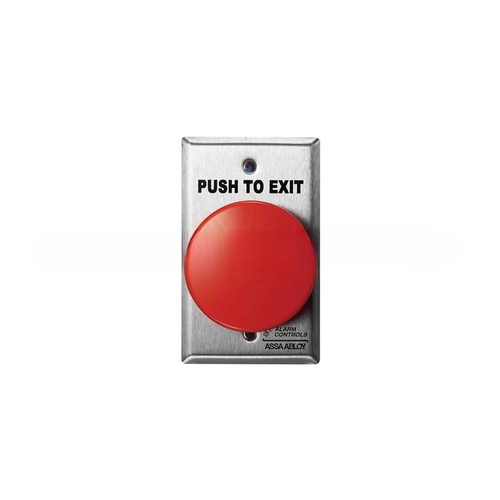 Alarm Controls TS-21R 2-1/2" Round Red Mushroom Push to Exit Button Satin Stainless Steel Finish