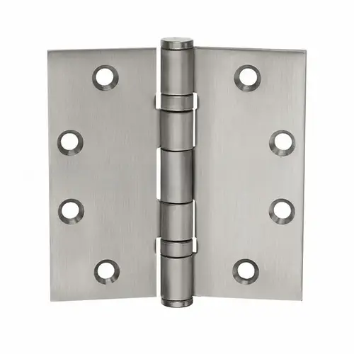 MacPro 4-1/2" x 4-1/2" Non Ferrous Standard Weight Five Knuckle Square Corner Ball Bearing Hinge with Non Removable Pin # 76340 Satin Stainless Steel Finish