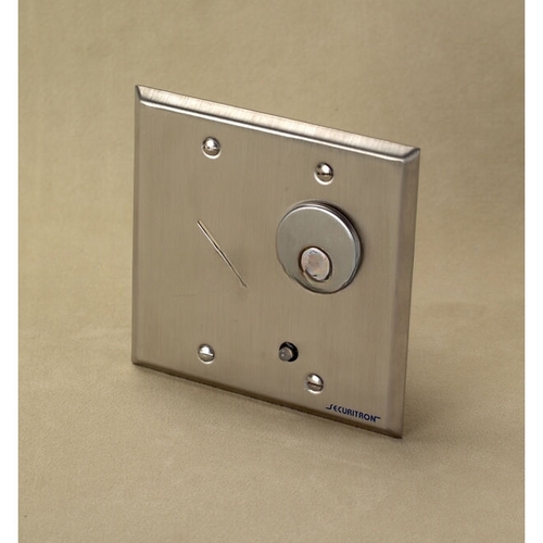 Double Gang Alternate Mortise Key Switch with Audible Satin Stainless Steel Finish