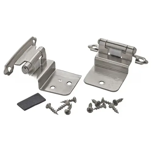 3/8" (10 mm) Inset Self Closing Face Mount Cabinet Hinge Sterling Nickel Finish - Pair