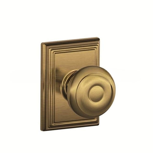 Georgian Knob with Addison Rose Dummy Interior Trim Antique Brass Finish